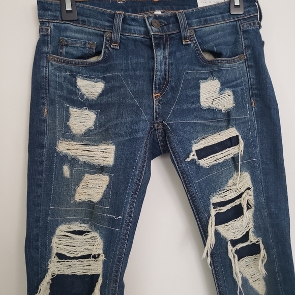 Rag & Bone Dre Slim Distressed Ankle Jeans Womens Size 24 Made in USA Low Rise - Picture 6 of 15